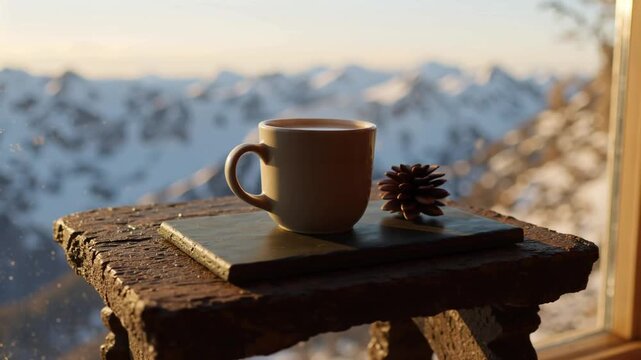Winterliches Stillleben mit Alpenpanorama
