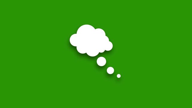 Abstract thinking bubble with question mark on green screen.Animated thinking icon, silhouette dream bubble element,comic cloud motion graphic 4k video animation.