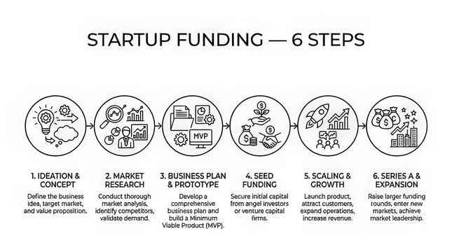 Six essential steps for securing startup business funding and investment.