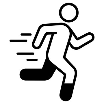 Person Running Fast Sprint Exercise Motion Speed Flat Line Art Icon Graphic Design