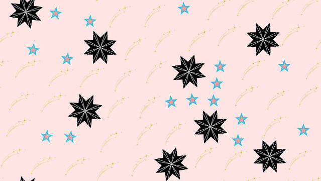 Seamless pattern of stars and shooting stars