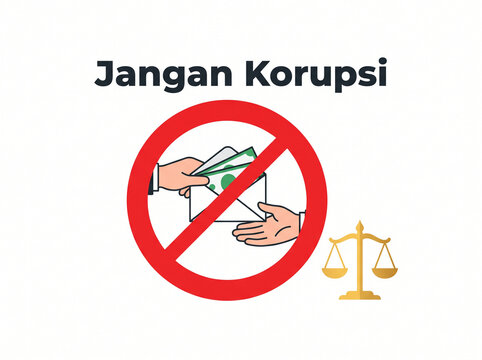 Anti Corruption Stop Bribery Flat Vector Poster Illustration