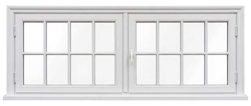 White Double Window Isolated on Transparent Background