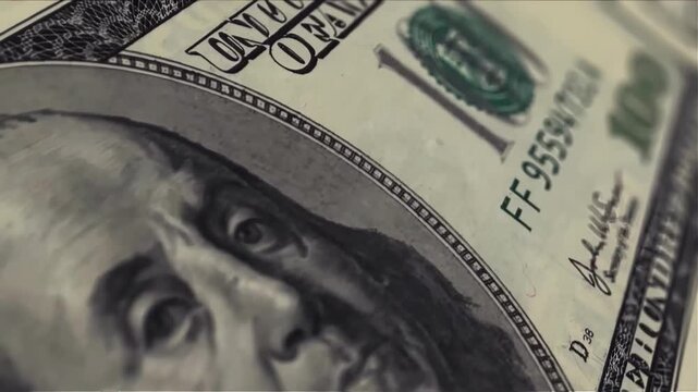 Close-Up of US 100 Dollar Banknote Featuring Benjamin Franklin