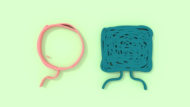 Metaphor bipolar disorder mind mental. Split personality. Concept mood disorder. Two head silhouette. Psychology and mental health. Dual personality concept. Tangle and order.