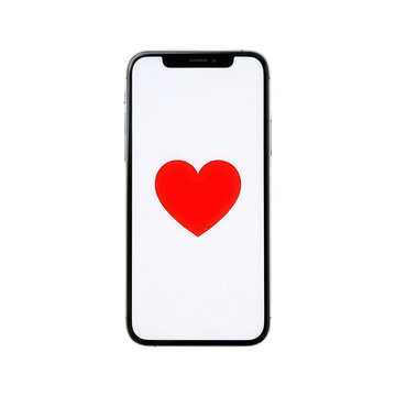 Red Heart on Smartphone Screen Transparent Background