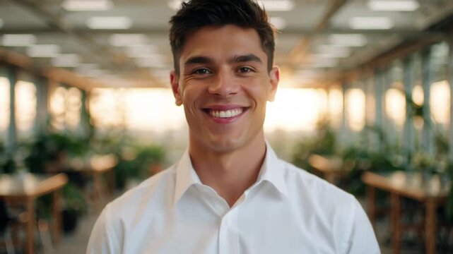 Charismatischer junger Unternehmer in modernem B&uuml;ro