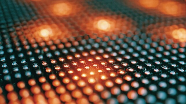 Abstract close up of glowing orange led lights