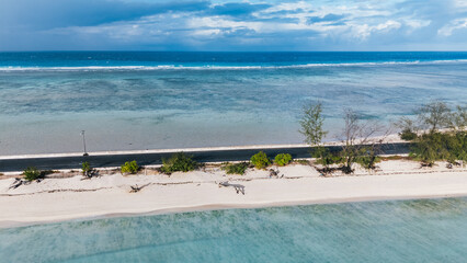 A narrow part of the atoll where the main highway is situated. © gshakwon