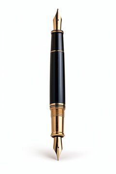 Black fountain pen with gold nib and trim