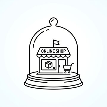 Modern Minimalist Online Shop Concept Illustration.