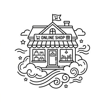 Elegant Minimalist Illustration of Online Retail Store Front.
