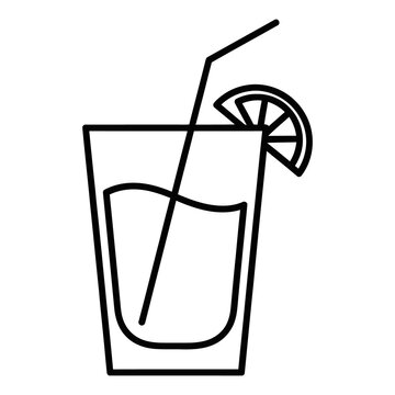 Drink icon featuring a refreshing beverage with straw and lemon