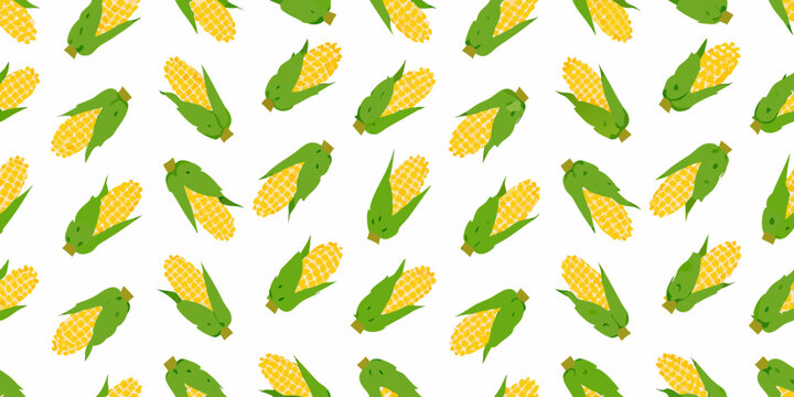 Corn pattern a seamless repeating vector illustration on a white background