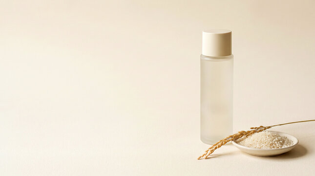 Milky Essence Bottle with Rice Grains and Rice Stalk