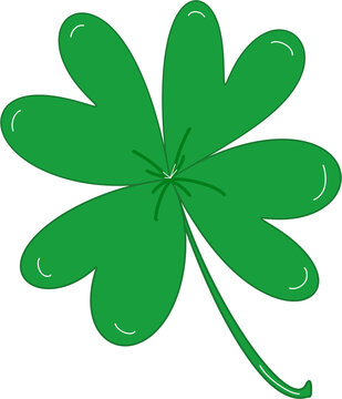 Green five leaf clover illustration with glossy highlights