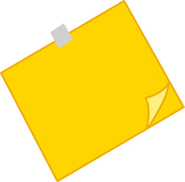 Yellow sticky note memo pad vector illustration with tape