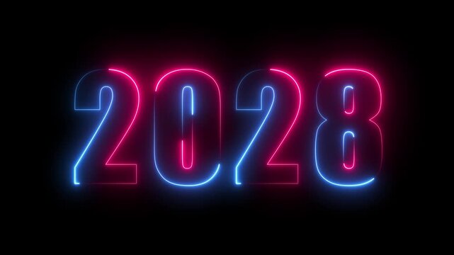 New year 2028 number text icon animation season digit celebrate banner event wishes party anniversary.