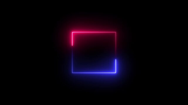Abstract glowing neon frame rectangle icon animation background.4k video