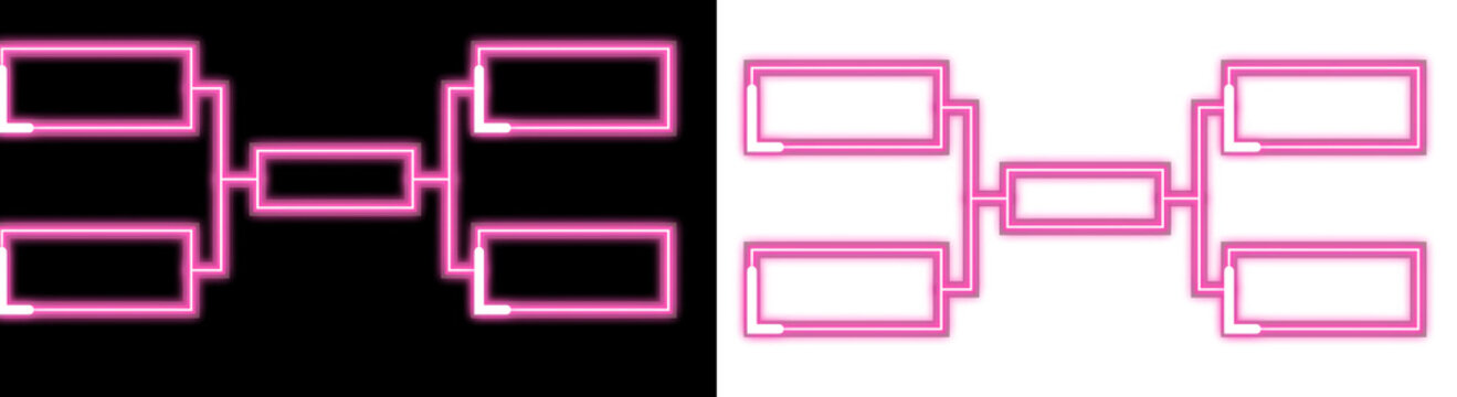 Neon pink glowing tournament bracket chart isolated on transparent