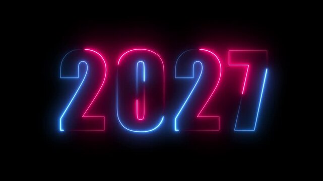 New year 2027 number text icon animation season digit celebrate banner event wishes party anniversary.