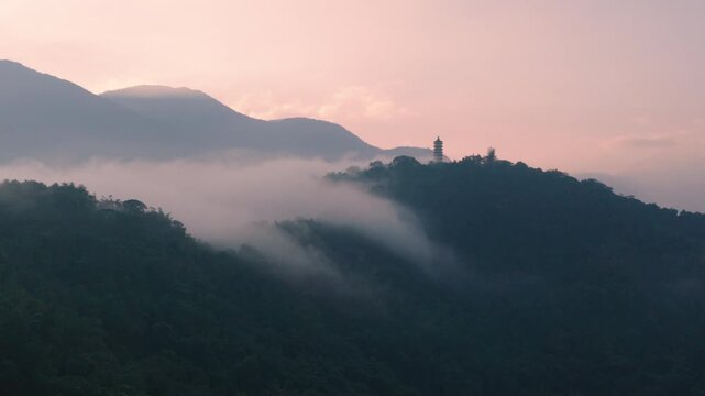 Aerial view of Ci'en Pagoda  at Sun Moon Lake in Taiwan