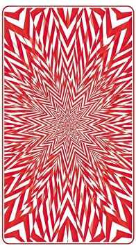Abstract red and white star pattern design with geometric zig zag lines