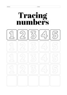 Educational math worksheet for children to practice writing, counting, and tracing numbers from 1 to 10. Printable numeral recognition and handwriting practice activity page with guideline rules desig