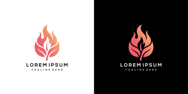 Fiery Leaf Logo Design Template