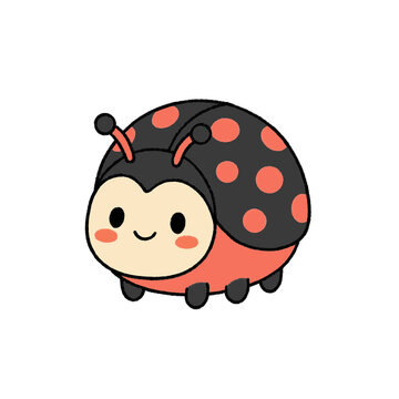 Cute kawaii ladybug character vector illustration isolated on white background