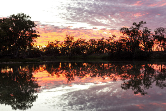 Sunrise reflections on the Murray River