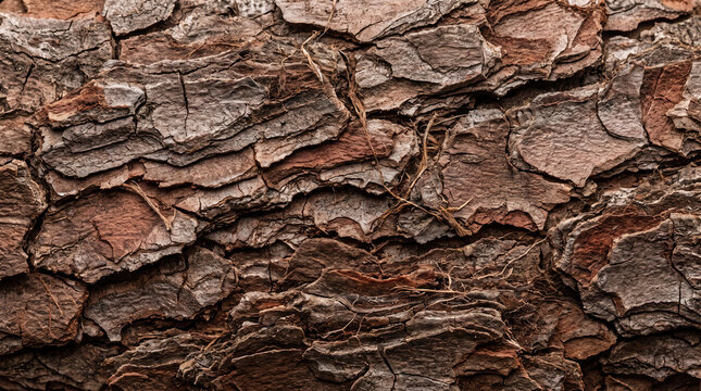 Detailed macro texture of rough pine tree bark surface for natural organic background design