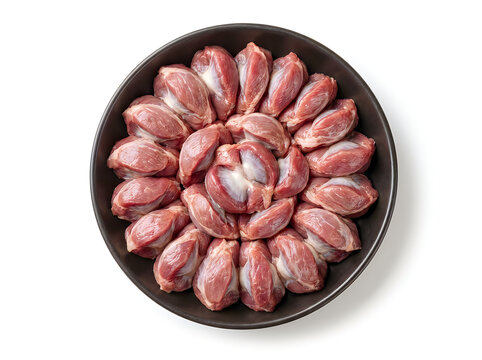 Arranged sliced meat in circular pattern