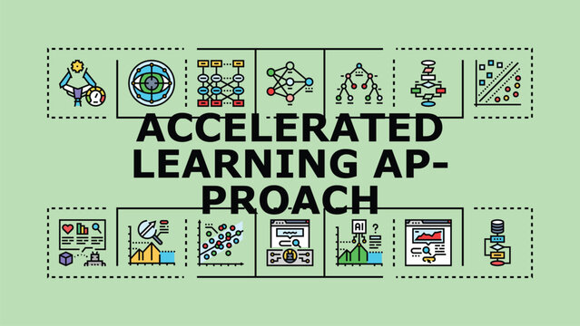 Accelerated learning approach banner infographic. Focus strategy, review adaptation, fluency retention icon vector illustration
