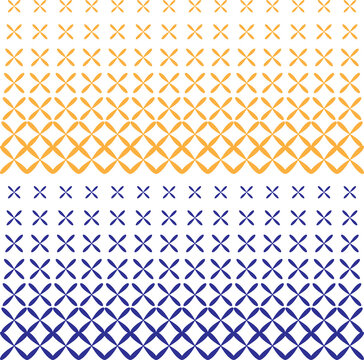 Gradient halftone pattern of x shapes in a grid layout with halftone