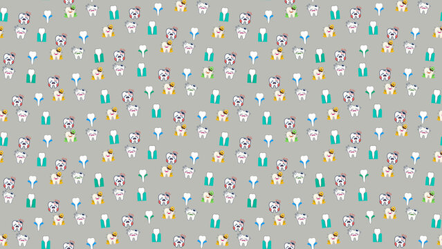Cartoon teeth with various expressions pattern