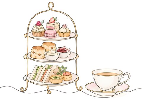 アフタヌーンティーのイラスト
