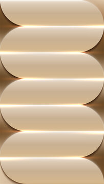 Abstract 3D geometric beige background with warm golden light and layered curved panels modern depth texture, corporate presentation wallpaper template