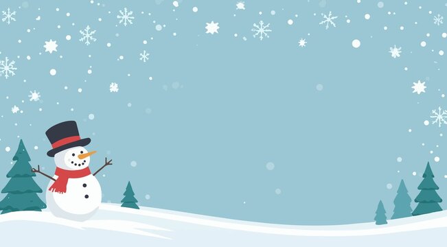 Template cartoon greeting card stars and snow and pinecone, snowman with simple clean shape flat design for christmas decoration and walpaper