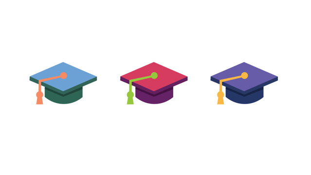 graduation cap icon set