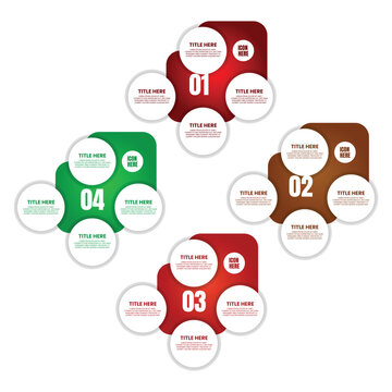 Four Clustered Circle Process Infographic with Numbered Stages