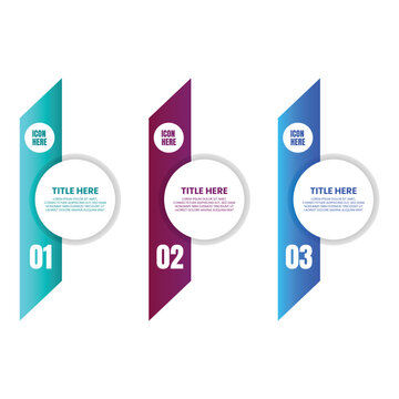 Three Vertical Ribbon Process Infographic with Numbered Steps