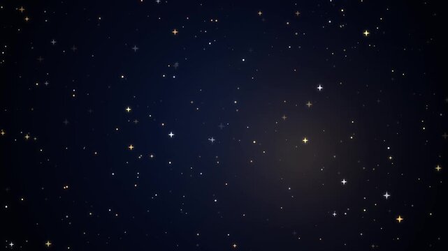 Twinkling Night Sky Background with Glowing Stars and Magical Sparkling Particle Effects Animation