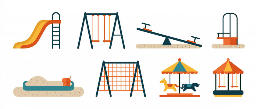 Vector Illustration Set of Playground Equipment Icons