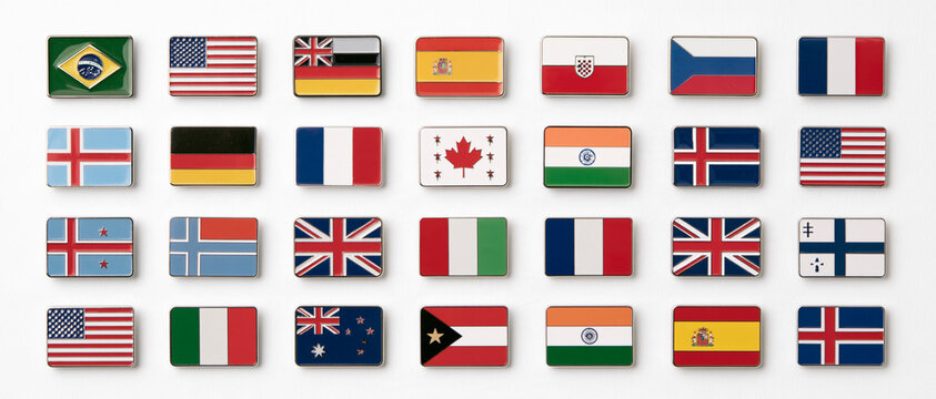 Collection of Various International Country Flags Grid