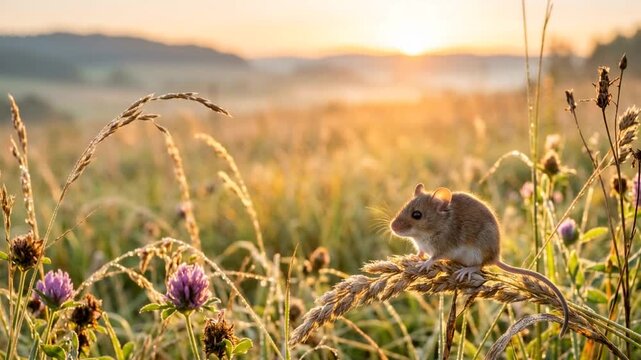 mouse close up at morning light in yellowstone national park wyoming video