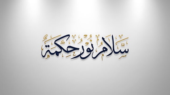 Traditional arabic calligraphy artwork featuring inspirational phrase on light gray background