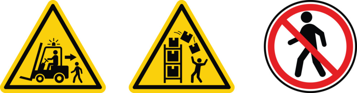 Construction Safety Warning Signs Bundle 3 Hazard Vector Icons