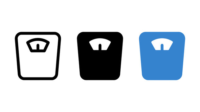 Set of weight scale icons design variants for health and fitness interface options