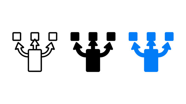 Set of Load Balancing Icons Representing Network Traffic Distribution and Routing